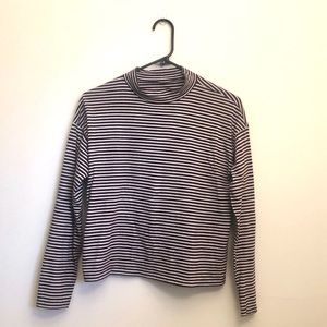 Everlane Square Mock-neck Dark Red Stripe